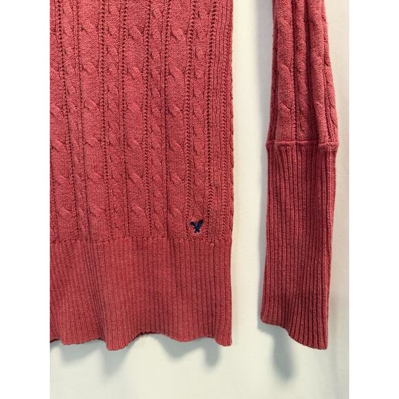 American Eagle | Y2K Womens Long Sleeve Cable Knit V-Neck Sweater- Medium - Picture 3 of 6